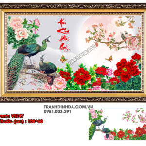 Tranh đính đá Hoa Khai Phú Quý VS247 kích thước 100cm x 60cm