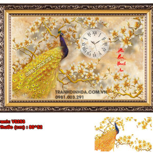 Tranh đính đá đồng hồ Phú Quý Bình An VS253 kích thước 80cm x 52cm