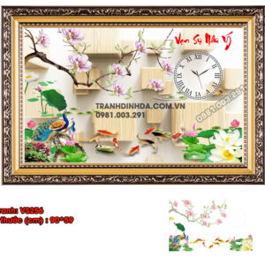 Tranh đính đá đồng hồ Vạn Sự Như Ý  VS256 kích thước 90cm x59cm