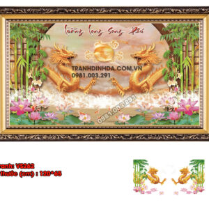 Tranh đính đá Lưỡng Long Song Phú VS262 kích thước 120cm x 65cm