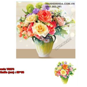 Tranh đính đá Bình Hoa Nghệ Thuật VS273 kích thước 55cm x 53cm