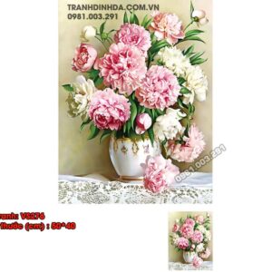 Tranh đính đá Bình Hoa Nghệ Thuật VS276 kích thước 50cm x 40cm