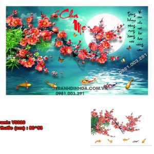 Tranh đính đá cao cấp Cha Mẹ VS320 Kích thước 80cm x 53cm