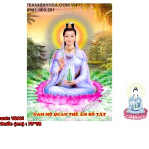 Tranh đính đá Quan Thế Âm Bồ Tát - VS331 (kích thước 75x55cm)
