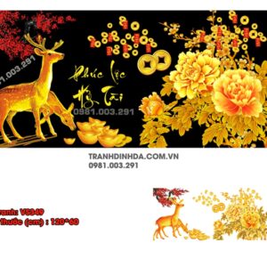 Tranh đính đá Phúc Lộc Hỷ Tài VS349 kích thước 120cm x 60cm