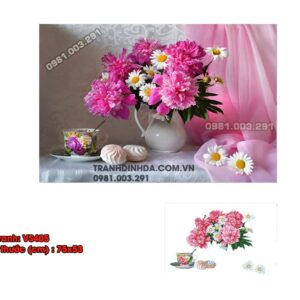 Tranh đính đá Bình Hoa Nghệ Thuật VS405 kích thước 75cm x 53cm