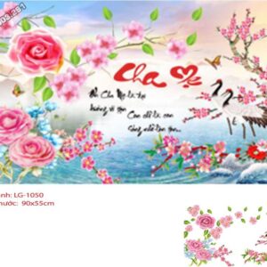 Tranh đính đá cao cấp Cha Mẹ LG-1050 Kích thước 90cm x 55cm