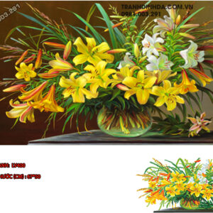 Tranh đính đá Bình Hoa ly LV400 kích thước 67cm x 50cm