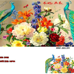 Tranh đính đá Hoa Khai Phú Quý LV403 kích thước 100cm x 64cm