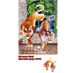 Tranh đính đá cao cấp Lưỡng Hổ Tương Phùng VS367 Kích thước 75cm x 56cm