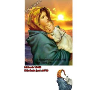 Tranh đính đá Tình yêu đức mẹ Maria VS460 kích thước 66cm x 50cm