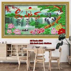 Tranh đính đá Phúc Lộc Thọ DF021 kích thước 96cm x 50cm