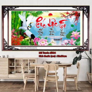 Tranh đính đá Phúc Lộc Thọ DF024 kích thước 93cm x 50cm