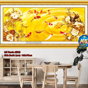 Tranh đính đá Cửu Ngư Quần Hội DF353 kích thước 160 x 70cm