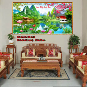 Tranh đính đá Lưu Thủy Sinh Tài DF649 kích thước 130cm x 75cm