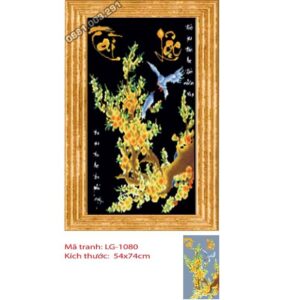 Tranh đính đá Mai vàng báo hỷ LG-1080 kích thước 54cm x74cm