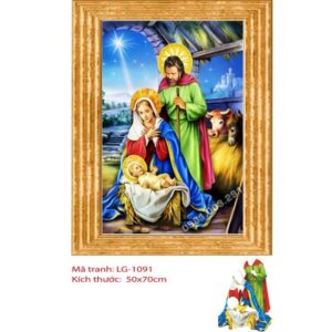 Tranh đính đá Gia Đình Chúa LG-1091 kích thước 50cm x70cm