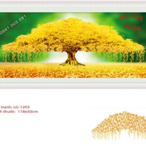 Tranh đính đá Cây Tiền Vàng Tài Lộc (phú quý giàu sang) LG-1203 kích thước 118cm x50cm