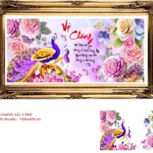 Tranh đính đá Vợ Chồng chim công LG-1364 Kích thước 100cm x 45cm
