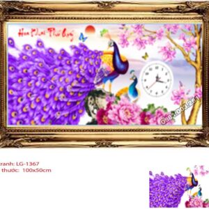 Tranh đính đá Hoa Khai Phú Quý LG-1367 kích thước 100cm x50cm