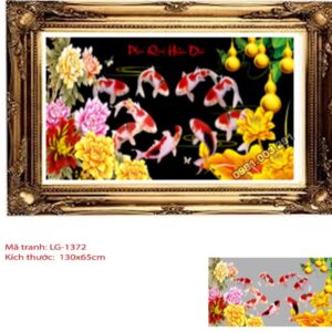 Tranh đính đá cao cấp niên niên hữu dư LG-1372 kích thước 130cm x 65cm