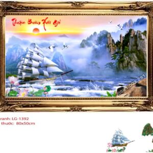 Tranh đính đá thuận buồm xuôi gió LG-1392 kích thước 80cm x 50cm