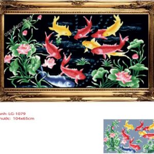 Tranh đính đá Cửu Ngư Quần Hội LG-1079 kích thước 104 x 65cm