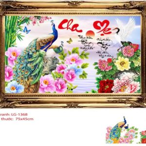 Tranh đính đá cao cấp Cha Mẹ LG-1368 Kích thước 75cm x 45cm
