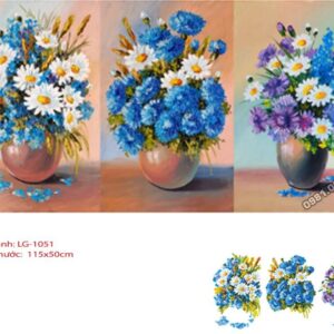 Tranh đính đá Bình Hoa Nghệ Thuật bộ 3 bức LG-1051 kích thước 115cm x 50cm