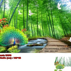 Tranh đính đá Trúc Báo Bình An LV370 kích thước 135cm x 85cm