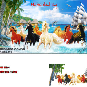 Tranh đính đá Mã Đáo Thành Công LV391 kích thước 110cm x 55cm