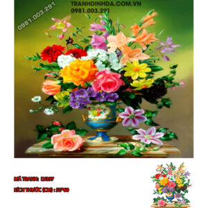 Tranh đính đá Bình Hoa Nghệ Thuật LV397 kích thước 50cm x 60cm