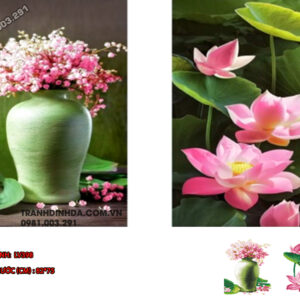 Tranh đính đá Bình Hoa Nghệ Thuật LV398 kích thước 83cm x 75cm