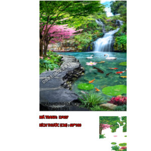 Tranh đính đá cao cấp Thiên nhiên giao hòa (khổ đứng) LV407 kích thước 60x100cm