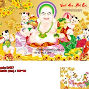 Tranh đính đá Phật Di Lặc - Vinh Hoa Phú Quý LV417 kích thước 100cm x 60cm