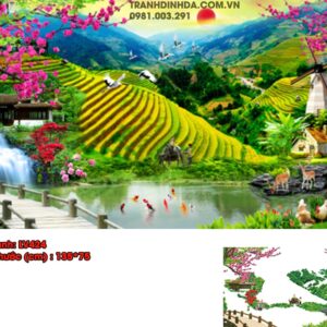 Tranh đính đá Một Thoáng quê hương LV424 kích thước 135cm x 75cm