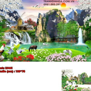 Tranh đính đá Sơn Thủy Hữu Tình LV441 kích thước 130cm x 75cm