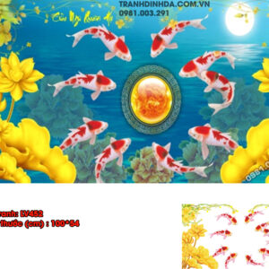 Tranh đính đá cửu ngư quần hội LV452 kích thước 100cm x 54cm
