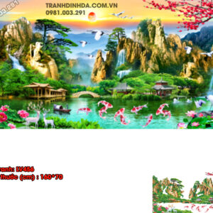 Tranh đính đá Lưu Thủy Sinh Tài LV456 kích thước 160cm x 75cm