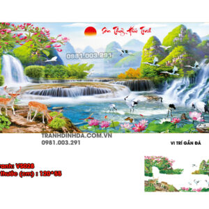 Tranh đính đá Sơn Thủy Hữu Tình VS028 kích thước 120cm x 55cm