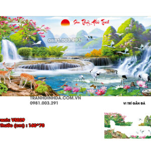 Tranh đính đá Sơn Thủy Hữu Tình VS029 kích thước 160cm x 70cm