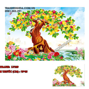 Tranh đính đá cây tài lộc VS359 kích thước 75cm x 55cm