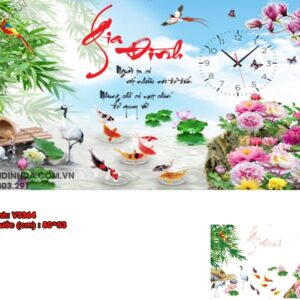 Tranh đính đá Chữ Gia Đình đồng hồ VS364 kích thước 80cm x 53cm