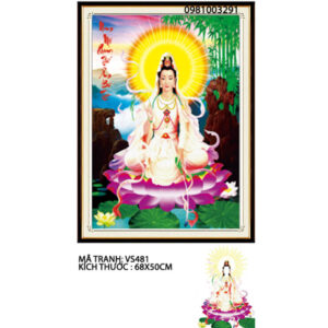 Tranh đính đá Phật Quan Âm VS481 kích thước 68cm x 50cm
