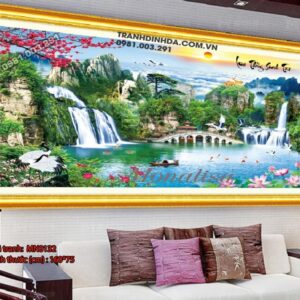 Tranh thêu chữ thập Lưu Thủy Sinh Tài MN0132 Kích thước 160x75cm