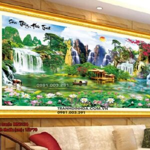 Tranh thêu chữ thập Sơn thủy hữu tình MN0134 Kích thước 150cm x 70cm