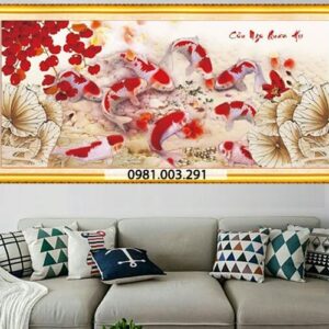 Tranh đính đá cửu ngư quần hội vs415 kích thước 120cm x 60cm