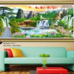 Tranh đính đá Non Nước Hữu Tình VS173 kích thước 200cm x 100cm
