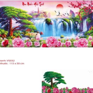 Tranh đính đá Non Nước Hữu Tình VS032 kích thước 115cm x 50cm