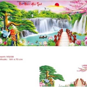 Tranh đính đá Non Nước Hữu Tình VS038 kích thước 181cm x 75cm